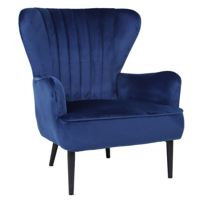 svita arthur fauteuil à oreilles fauteuil relax moderne rembourré velours bleu foncé